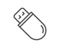 Usb stick line icon. Computer memory component sign. Data storage. Vector Royalty Free Stock Photo