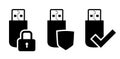 USB stick security protection icons Royalty Free Stock Photo