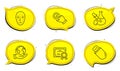 Usb stick, Touchscreen gesture and Face biometrics icons set. Chemistry experiment sign. Vector Royalty Free Stock Photo