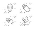 Usb stick, Touchscreen gesture and Face biometrics icons set. Chemistry experiment sign. Vector Royalty Free Stock Photo