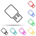 USB storage multi color style icon. Simple thin line, outline vector of web icons for ui and ux, website or mobile application Royalty Free Stock Photo