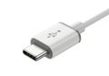 A usb type c cable connector attached to a white cord for modern device charging Royalty Free Stock Photo