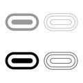 USB type C thunderbolt interface lightning port socket connector set icon grey black color vector illustration image solid fill Royalty Free Stock Photo