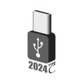 USB Type C in the year 2024. New data transfer port introduction. Fast charging interface advancing technically for mobie.