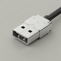USB Type-A connector, metallic silver with a matte finish, featuring a rectangular Royalty Free Stock Photo