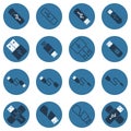 USB vector dark blue flat icons Royalty Free Stock Photo