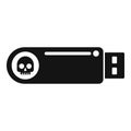 Usb virus data icon simple vector. Hacker error