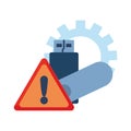 Usb warning gear on white background Royalty Free Stock Photo
