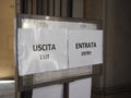 Uscita exit and entrata entry sign