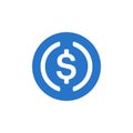 USD Coin USDC digital stablecoin icon.