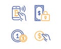 Usd coins, Bitcoin pay and Private payment icons set. Payment sign. Secure finance, Usd coin. Finance set. Vector