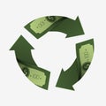 USD money circle recycle by three arrows vector graphic illustration