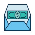 USD Money in Opened Envelope vector Commision concept colored icon