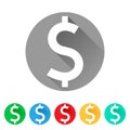 USD, Set of Dollar sign icons, currency symbol