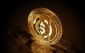 USDC USD Coin stablecoin cryptocurrency golden coin 3d illustration