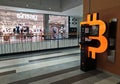 USDT, Bitcoin, Ethereum and Litecoin ATM in shopping mall Max city in Croatia, Pula in front of Sinsay store