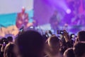 Use advanced mobile recording, fun concerts and beautiful lighting, Candid image of crowd at rock concert, Close up of Royalty Free Stock Photo