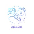 Use bonuses blue gradient concept icon