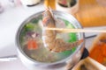 Use chopstick boiled shrimp over shabu