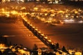 Bridge over the city winter night