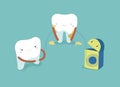 Use dental floss white healthy teeth ,teeth and tooth concept of dental Royalty Free Stock Photo