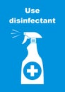 Use disinfectant, spray, vector icon