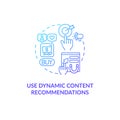 Use dynamic recommendations blue gradient concept icon