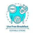 Use free breakfast concept icon. Budget travel, cost effective nutrition idea thin line illustration. Morning meal on Royalty Free Stock Photo