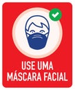 Use MÃÂ¡scara Facial `Use Face Mask` in Portuguese icon.