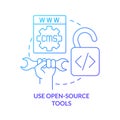 Use open-source tools blue gradient concept icon