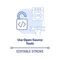 Use open-source tools light blue concept icon