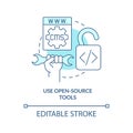 Use open-source tools turquoise concept icon