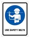 Use Safety Belt Symbol Sign,Vector Illustration, Isolated On White Background Label. EPS10 Royalty Free Stock Photo