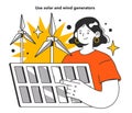 Use solar and wind generators in emergency situation. Energy crisis