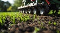 The use of specialized equipment to aerate and oxygenate the turf promoting healthy growth Royalty Free Stock Photo