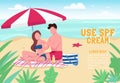 Use SPF cream banner flat vector template