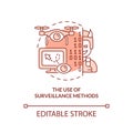 Use of surveillance methods red concept icon