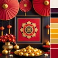 The use of vibrant red, along with the addition of vivid gold and orange hues, really sets the stage