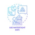 Use watertight safe blue gradient concept icon