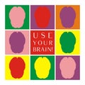 Use your brain colorful vector icon set