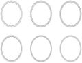 Cord or rope oval circle set arrangement as vector on an isolated white background. Royalty Free Stock Photo