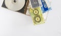 Used audio cassette tape and VCD Royalty Free Stock Photo