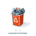 Used Batteries in Recycling Bin Royalty Free Stock Photo