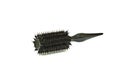 Used black rolling comb with hair isolated on white background