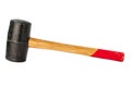 Used black Rubber Mallet with red wooden handle isolated on white background Royalty Free Stock Photo