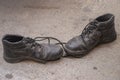 Used black safety boots Royalty Free Stock Photo