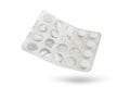 Used blister pack from tablets medicine on white backgr