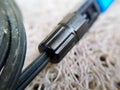 A used blue wifi cable that is no longer