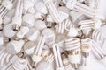 Used, burnt diode lamps. Damaged LED and fluorescent energy saving lamps Royalty Free Stock Photo