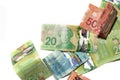 The used Canadian dollar bills Royalty Free Stock Photo